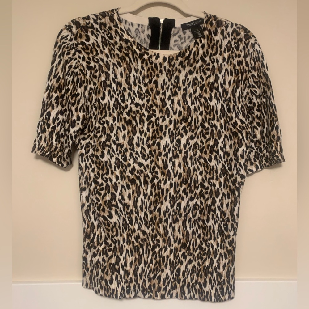 Size M - White House Black Market Animal Print Knit Top/Blouse
